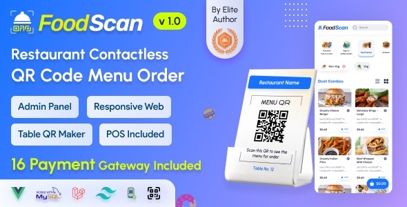 FoodScan - Qr Code Restaurant Menu Maker and Contactless Table Ordering System with Restaurant POS - v1.0