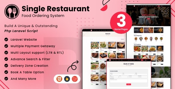 Single Restaurant  - Laravel Website & Admin Panel - v9.3