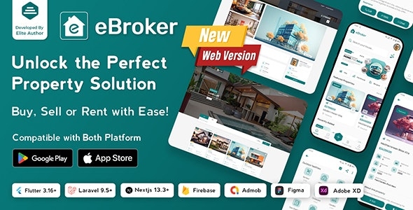 eBroker - Real Estate Property Buy-Rent-Sell Flutter app with Laravel Admin Panel | Web Version - v1.1.1