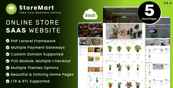 StoreMart SaaS - Online Product Selling Business Website Builder