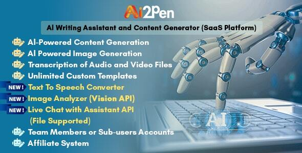 Ai2Pen – AI Writing Assistant and Content Generator (SaaS Platform)