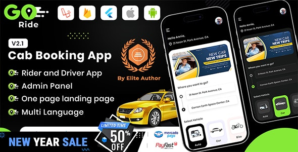 GORIDE | InDriver Clone | Flutter Complete Taxi Booking Solution with Bidding Option