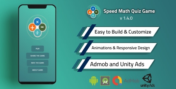 Fast Math Quiz Game Source Code with Admob and Unity v1.3.0