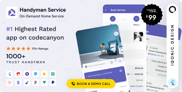 Handyman Service - On-Demand Home Service Flutter App with Complete Solution + ChatGPT v10.9.1