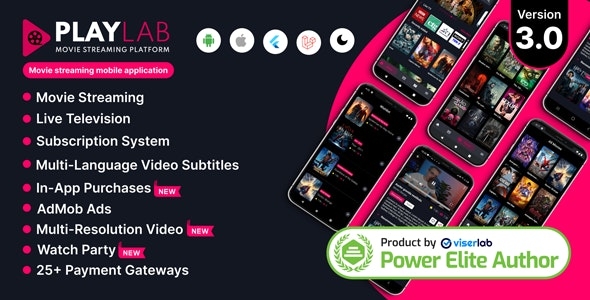 PlayLab - Cross Platform on Demand Movie Streaming Mobile Application v2.6