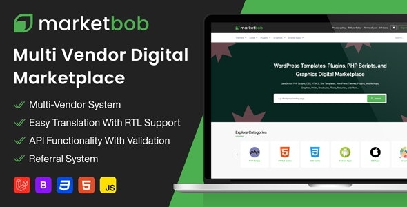 Marketbob - Multi-Vendor Digital Marketplace - v1.4