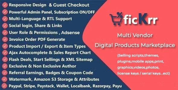 ficKrr - Multivendor Digital Marketplace With Subscription - v3.5