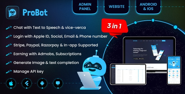 ProBot AI - ChatGPT | Admob | Subscription InApp | Open AI Chat, Writing Assistant & Image Generator