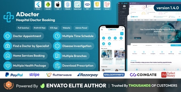 ADoctor - Hospital Doctor Booking Android and iOS App | Website | Admin Panel v1.3.0