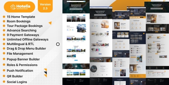 Hotelia - Hotel Booking / Resort Booking Management Website v2.3