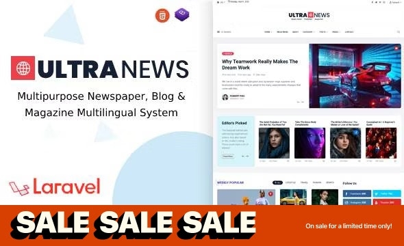 UltraNews - Laravel Newspaper, Blog Multilingual System with support AI Writer, Content Generator v3.4.0