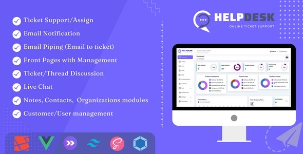 HelpDesk - Online Ticketing System with Website - ticket support and management - v3.69