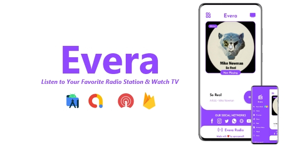 Evera - Single Station Radio & TV App | ADMOB, FIREBASE, ONESIGNAL