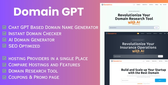 Domain GPT - AI Domain Name Generator | Domain Tools | React Nextjs script.