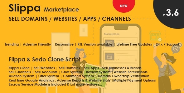 Slippa - Domains,Website ,App & Social Media Marketplace PHP Script v4.0