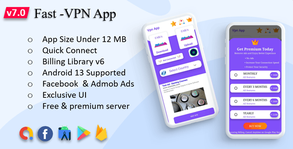 Fast-Pro VPN App | VPN Unblock Proxy | VPN In App Purchase | High Secure VPN | Admob Ads vv4.7.0