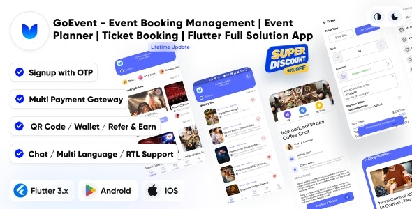 GoEvent - Event Booking Management | Event Planner | Ticket Booking | Flutter Full Solution App v1.3