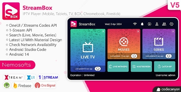 StreamBox - IPTV Player (Android Mobile, Tablets, TV, BOX, Chromebook, Firestick, Auto) v2.3