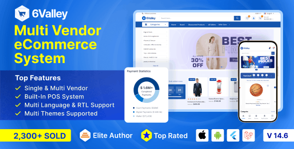 6Valley Multi-Vendor eCommerce CMS - Complete eCommerce Mobile App, Website, Seller and Admin Panel v14.4