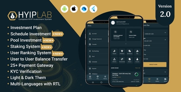 HYIPLab - Cross Platform Mobile Application v2.0