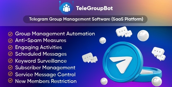 TeleGroupBot - Telegram Group Management Software (SaaS Platform) v1.6