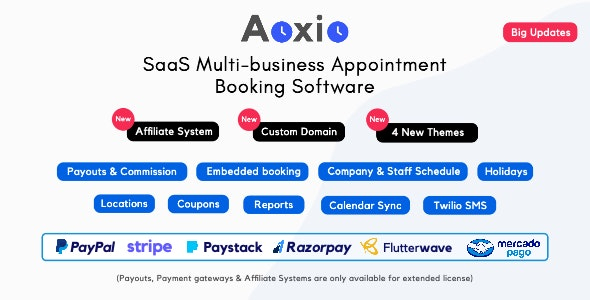 Aoxio - SaaS Multi-Business Service Booking Software