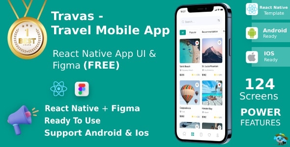 Traves- Travel Mobile App - UI Kit - React Native v1.3