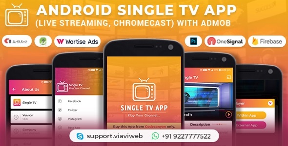 Android Single TV App (Live Streaming, Chromecast) with Admob 1.6