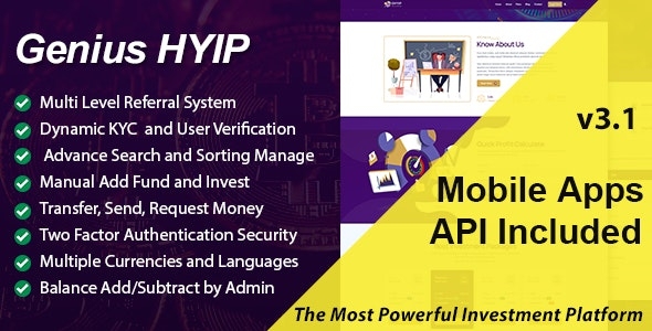 Genius HYIP - All in One Investment Platform -  v3.1