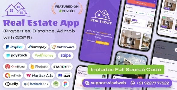 Android Real Estate App (Properties, Distance, Admob with GDPR)