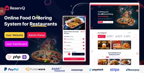 Reservq - Online Food Ordering System for Restaurants Laravel Script V1.4.2