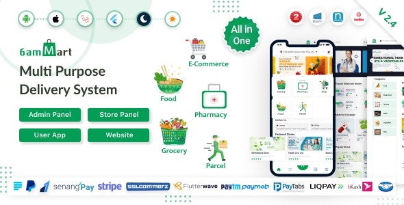 6amMart - Multivendor Food, Grocery, eCommerce, Parcel, Pharmacy delivery app with Admin & Website - v2.5.2