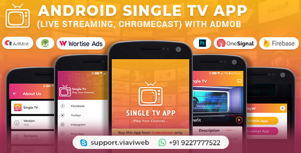 Android Single TV App (Live Streaming, Chromecast) with Admob