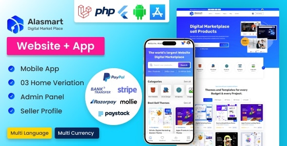 Alasmart - Digital Product Download Marketplace Laravel Script - v1.3.1