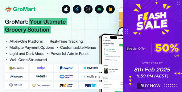 GroMart | Grocery Store App | Grocery Delivery | Multivendor Grocery Flutter App