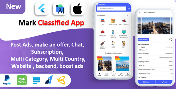 Mark Classified App | Classified App | Multi Payment Gateways Integrated | Buy & Sell | Subscription v6.0