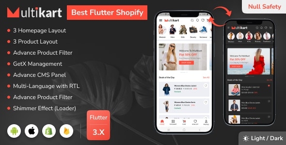 Best Shopify Flutter E-commerce Full App - Multikart v2.0