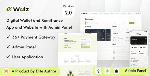 Waiz - Digital Wallet and Remittance App and Website with Admin Panel v1.0