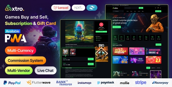 Axtro – Games Buy and Sell, Subscription & Gift Card Laravel Script v1.5.0