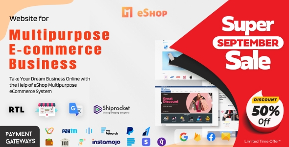 eShop Web - Multi Vendor eCommerce Marketplace / CMS v2.9.3