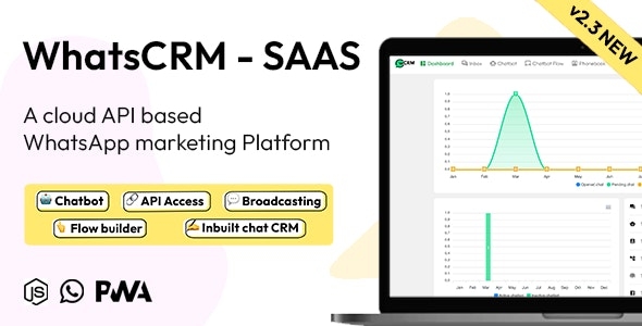 WhatsCRM - Chatbot, Flow Builder, API Access, WhatsApp CRM SAAS System v2.3