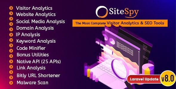 SiteSpy - The Most Complete Visitor Analytics & SEO Tools (SaaS) - V8.4