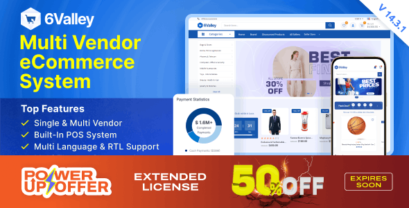 6valley Multi-Vendor E-commerce - Complete eCommerce Mobile App, Web, Seller and Admin Panel -  v14.3.1