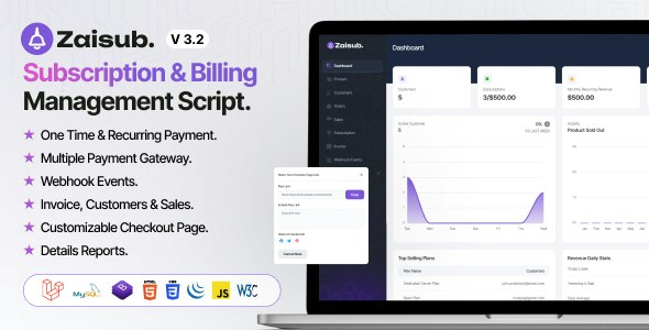 Zaisub - Subscription & Billing Management Laravel Script