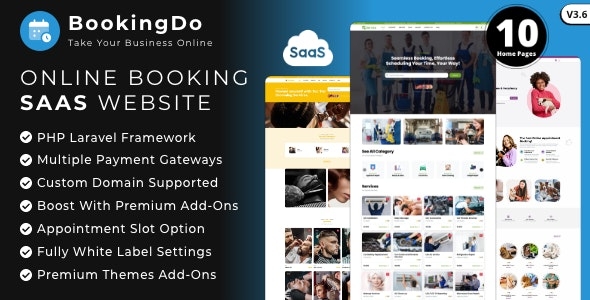 BookingDo SaaS - Multi Business Appointment Scheduling & Service Booking Website Builder v3.6