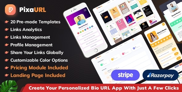 PixaURL - Run Your Own SaaS Platform for Building Bio URL , Mini Sites, Digital Cards v2.3