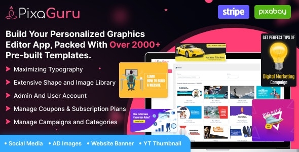 PixaGuru - SAAS Platform to Create Graphics, Images, Social Media Posts, Ads, Banners, & Stories v1.9.1