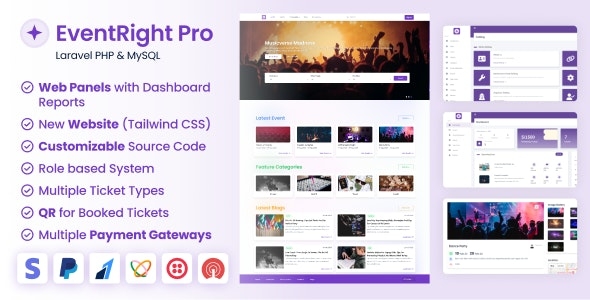 EventRight Pro - Ticket Sales and Event Booking & Management System with Website & Web Panels (SaaS) v2.2.0