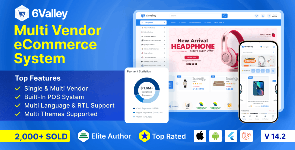 6valley  v14.2 Multi-Vendor E-commerce - Complete eCommerce Mobile App, Web, Seller and Admin Panel