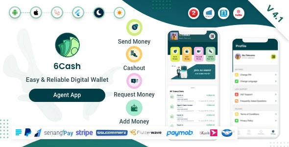 6Cash - Digital Wallet Mobile App with Laravel Admin Panel